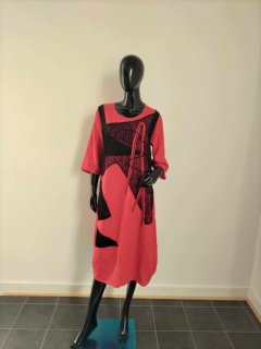 Šaty Len - červené Dámské šaty - celoroční
