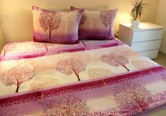 Povlečení mikro de luxe Stromy fialové 200x200cm ložní povlečení mikroplyš a mikroflanel - povlečení 200x200