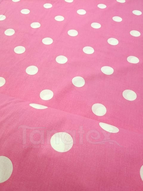 Metráž 150cm Puntík na růžové - bavlna se vzorem