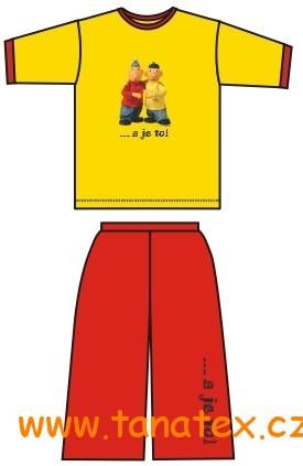 Pyžamo krátký rukáv + kraťasy 3/4 - ŽUTÉ | PYŽAMA - pro dospělé - Krátký rukáv s krátkou nohavicí Pyžamo krátký rukáv + kraťasy 3/4 - ŽUTÉ | PYŽAMA - pro dospělé - Krátký rukáv s krátkou nohavicí