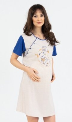 Dámská noční košile mateřská Méďa Smile Kalhoty, baggy, nasrávačky - Ženy - Dámské noční košile - Kojící noční košile - Kojící noční košile s krátkým rukávem