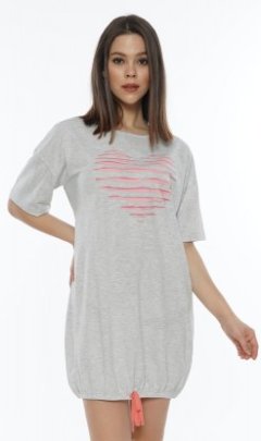 Dámské domácí šaty s krátkým rukávem Srdce Kalhoty, baggy, nasrávačky - Ženy - Dámské noční košile - Dámské noční košile s krátkým rukávem