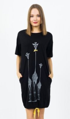 Dámské domácí šaty s krátkým rukávem Žirafy Pyžama a župany - Ženy - Dámské noční košile - Dámské noční košile s krátkým rukávem