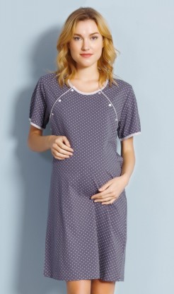 Dámská noční košile mateřská Ema - Kojící noční košile s krátkým rukávem