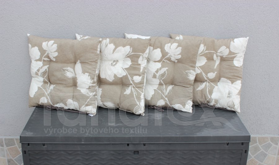 Sedák de luxe Bílé květy na režné