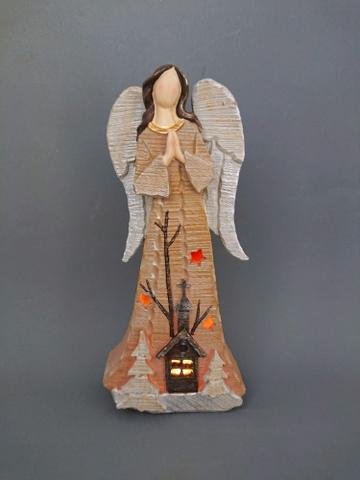 Anděl béžový LED - andělé, kominík, děti, důchodci, houby