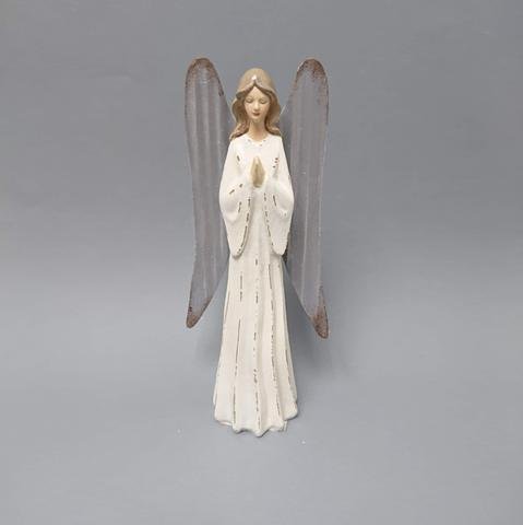 Anděl bílý plechová křídla malý - andělé, kominík, děti, důchodci, houby