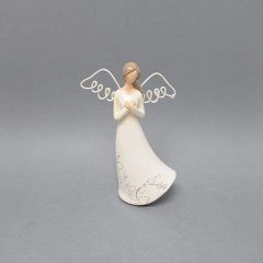 Anděl drátěná křídla 14cm Polystonové a keramické figurky - andělé, kominík, děti, důchodci, houby