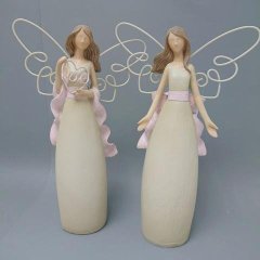 Anděl drátěná křídla 32cm Polystonové a keramické figurky - andělé, kominík, děti, důchodci, houby