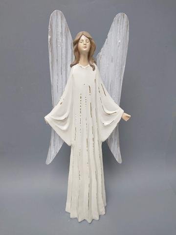 Anděl poly s kov. křídly větší - andělé, kominík, děti, důchodci, houby