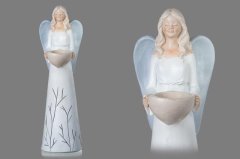 Anděl s kalíškem na svíčku velký Polystonové a keramické figurky - andělé, kominík, děti, důchodci, houby