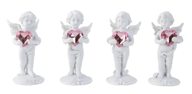 Anděl s růžovým srdcem stojící - andělé, kominík, děti, důchodci, houby