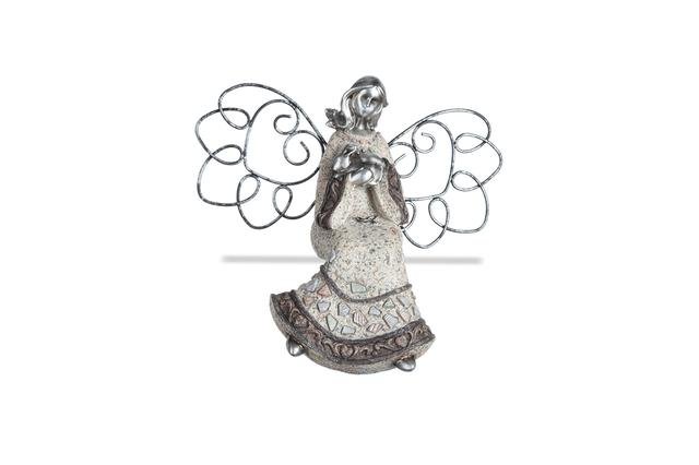 Anděl šedostříbrný sedící - andělé, kominík, děti, důchodci, houby