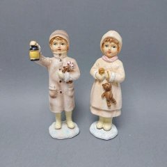 Holka, kluk retro menší Polystonové a keramické figurky - andělé, kominík, děti, důchodci, houby