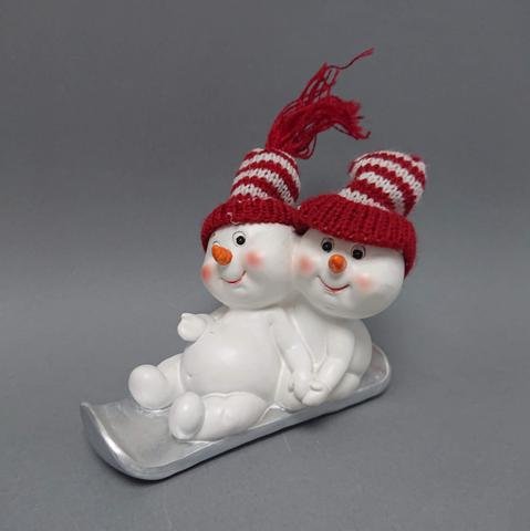 Sněhuláci v kulichu na bobech - Vánoční dekorace