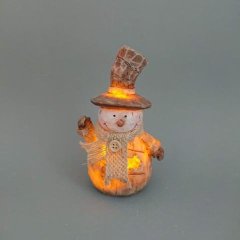 Sněhulák v klobouku svítící menší
