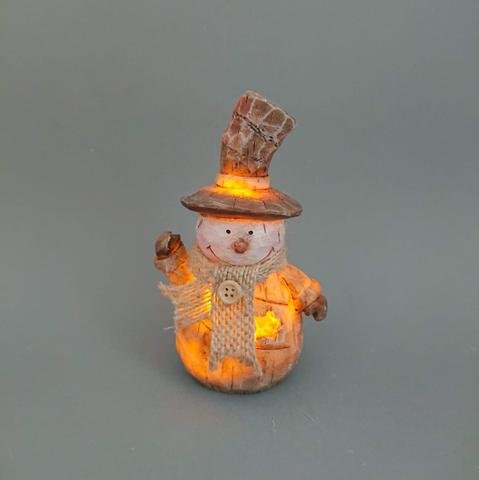 Sněhulák v klobouku svítící menší - Vánoční dekorace