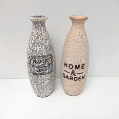 Váza keramika šedá + béžová malá Dekorační vázy