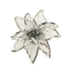Dekor. květ 20cm, stříbrný X0992 Umělé květiny, větvičky, pugety