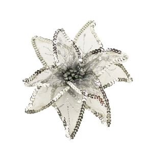 Dekor. květ 20cm, stříbrný X0992 - Umělé květiny, větvičky, pugety