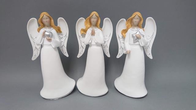 Anděl bílý 19cm - Polystonové a keramické figurky