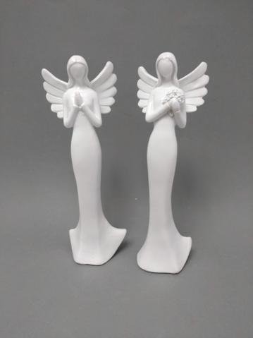 Anděl bílý štíhlý 2 druhy - Polystonové a keramické figurky