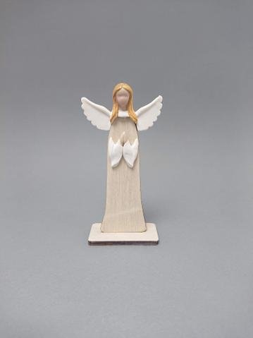 Anděl dřevo modlící se malý - Polystonové a keramické figurky