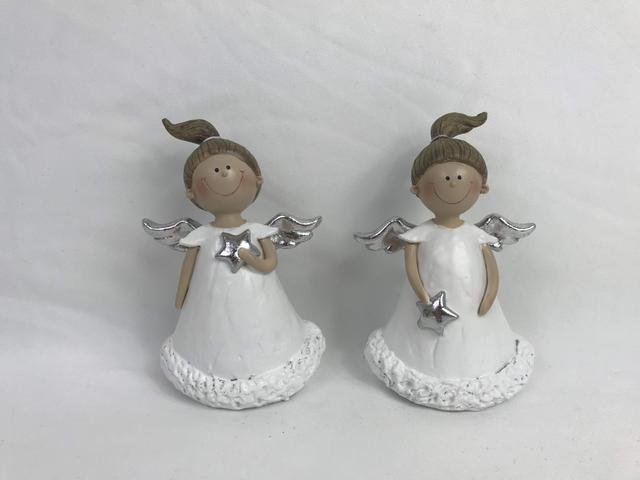 Andělíček s culíkem bílý menší - Polystonové a keramické figurky