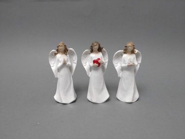 Anděl bílý 3 druhy - Polystonové a keramické figurky