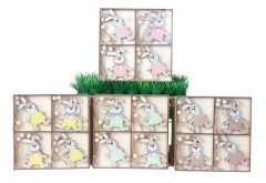 Ozdoba králík dřevo sd 12ks Velikonoční dekorace - Poslední naskladněné zboží - dekorace, umělé květiny, bytové a kuchyňské doplňky, dřevěné dekorace, proutí