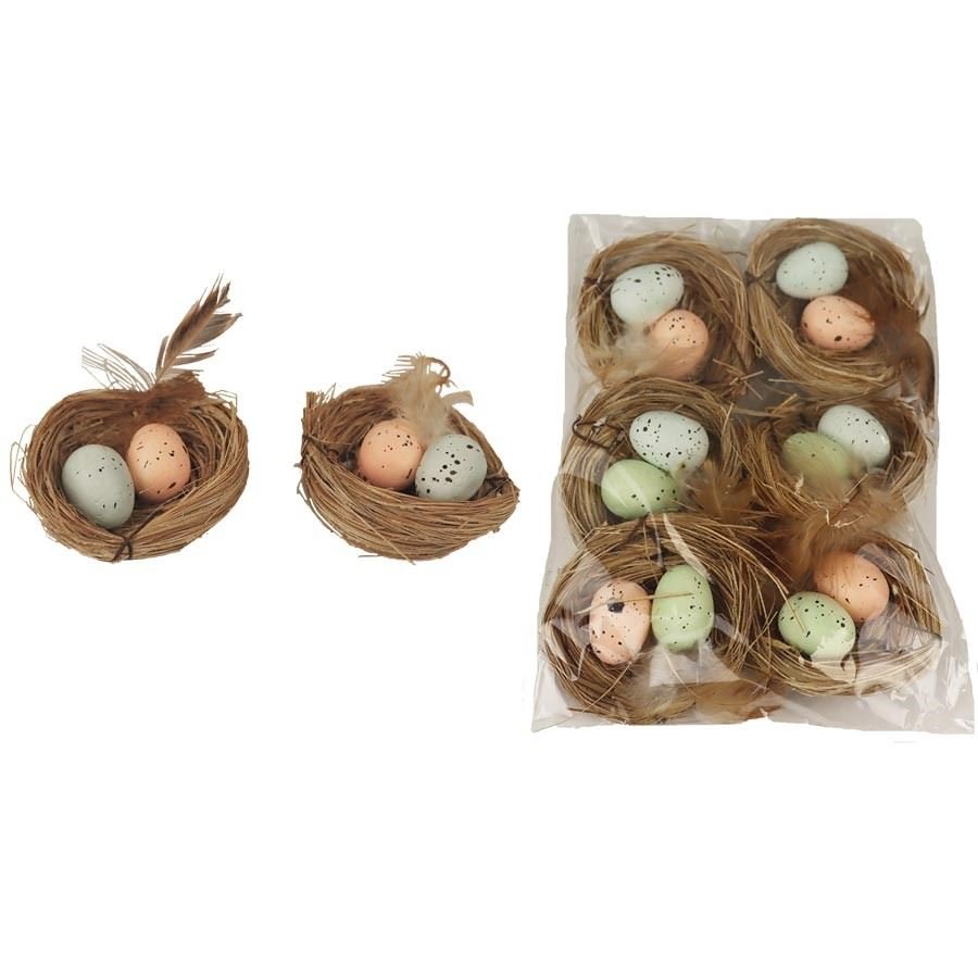 Dekorační hnízdo, 6 ks P1597 - Velikonoční dekorace
