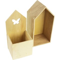 Dřevěný domek zelený D0693 Velikonoční dekorace - Úložné boxy