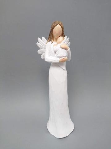 Anděl s miminkem bílý - Andělé z různých materiálů, mnoho tvarů a velikostí, figurky i dekorace
