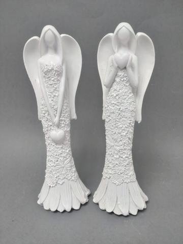 Anděl bílý květinové šaty 20cm - Polystonové a keramické figurky