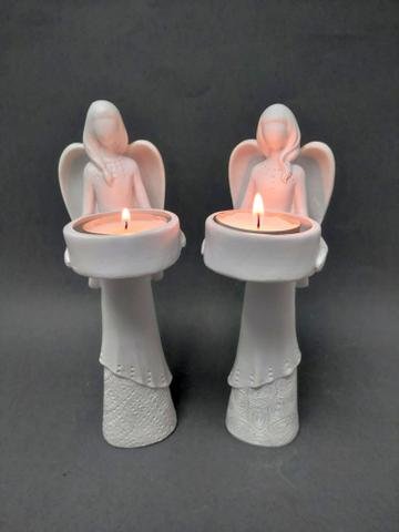 Anděl s kalíškem na svíčku 21cm - Polystonové a keramické figurky