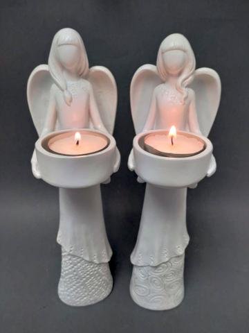 Anděl s kalíškem na svíčku 24cm - Polystonové a keramické figurky