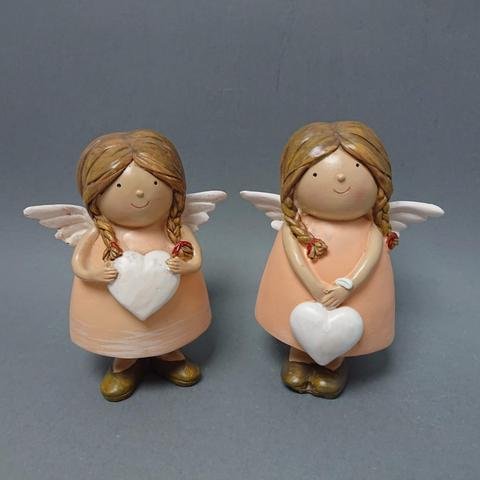 Anděl s copánky větší - Polystonové a keramické figurky