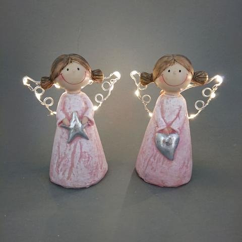 Andělíček s culíčky svítící křídla - Polystonové a keramické figurky