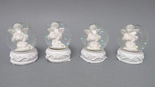 Sněžítko s andělem bílé - Polystonové a keramické figurky