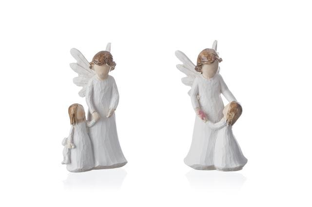Anděl s děckem bílý střední - Polystonové a keramické figurky