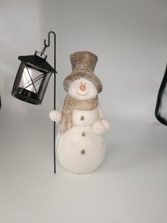Sněhulák s lucernou na svíčku