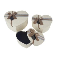 Dárková krabice srdce, sada 3 A0142 Velikonoční dekorace - Poslední naskladněné zboží - dekorace, umělé květiny, bytové a kuchyňské doplňky, dřevěné dekorace, proutí - Koupelnové doplňky - Dárkové potřeby - Dárkové tašky