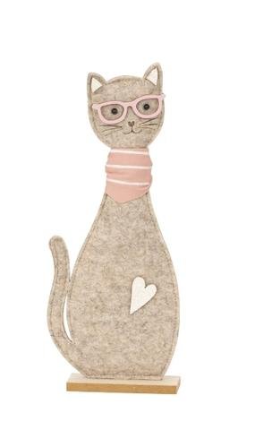 Kočka filcová s brýlemi - Dekorační doplňky, bytové doplňky, hrnky, proutí, dárkové tašky