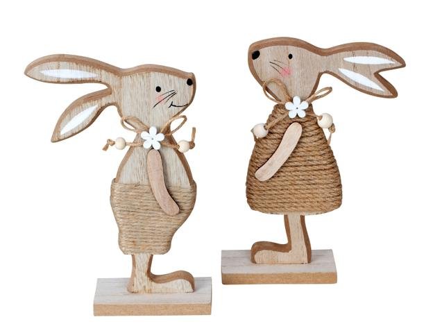 Zajíček dřevo stojící - Polystonové a keramické figurky