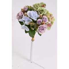 kytice mini růže, hortenzie 35 cm FIALOVO ZELENO MODRÁ Bytové doplňky a nábytek - Závěsy - Květiny