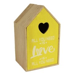 Dřevěný domek žlutý D0694 Velikonoční dekorace - Úložné boxy