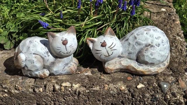 Kočka keramická šedá - Polystonové a keramické figurky