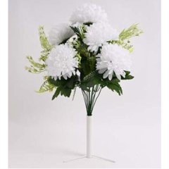 Kytice chryzantémy s doplňky 50 cm, bílá 371354 Bytové doplňky a nábytek - Závěsy - Květiny