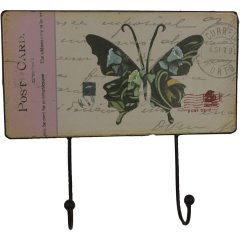 Věšák 2 háčky - Motýl, 355100 Velikonoční dekorace - Poslední naskladněné zboží - dekorace, umělé květiny, bytové a kuchyňské doplňky, dřevěné dekorace, proutí - Věšáky