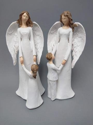 Anděl s děckem bílý velký - figurky, zahrada, květináče, obaly